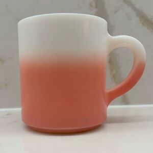 Vintage Hazel Atlas Ombre Pink and White Milk Glass Mug with D Handle
